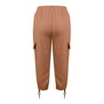 thumbnail image 4 of gbyLJF Womens Crop Cargo Pants Summer Loose Fit Athletic Running Capri Pants Solid Color Straight Leg Pants Brown XL, 4 of 4