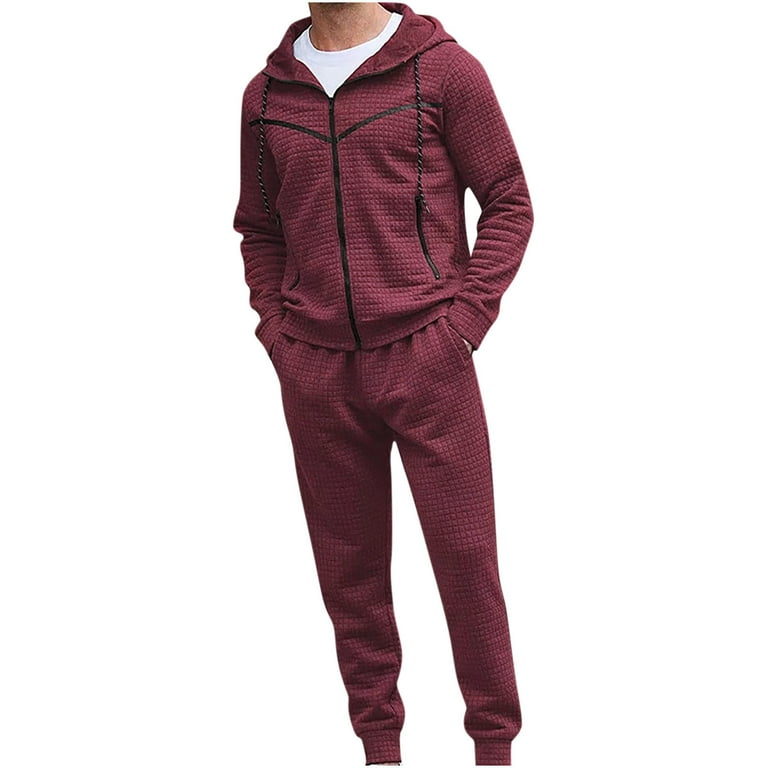 Men's Waffle Knit Sweatsuits 2 Piece Outfits Casual Long