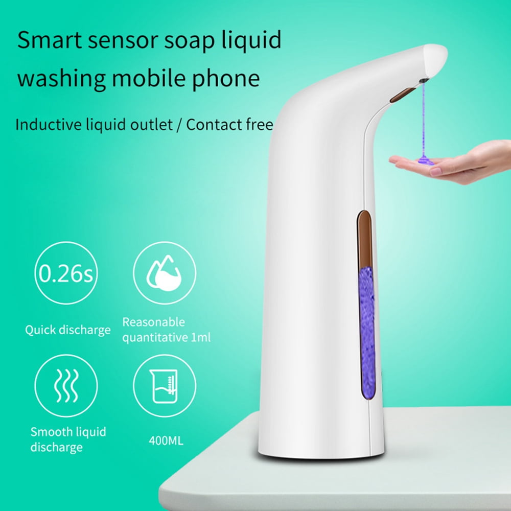 Automatic Soap Dispenser Touchless Sensor Hands Free Soap Dispenser Battery Operated Soap Dispenser 400ml Pump Electronic Drippy Liquid Soap Dispensers for Kitchen Bathroom