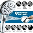 thumbnail image 2 of POP SANITARYWARE High Pressure Handheld Shower Head, 9 Modes Handheld Showerhead with 59 Inch Stainless Steel Hose and Adjustable Bracket, Built-in Power Wash to Clean Tub, Clean Corner,Tile & Pets, 2 of 6