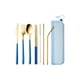 thumbnail image 2 of Juego de cubiertos portátiles de acero inoxidable de 7 piezas con palillos, cuchara, cuchillo, tenedor y pajita, con estuche de almacenamiento, para acampar al aire libre., 2 of 5
