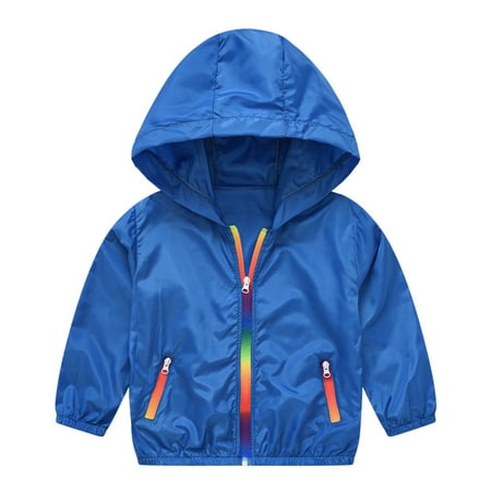 

BIZIZA Toddler Baby Jacket Hooded Zip Up Coat Cartoon Print Pockets Long Sleeve 7-11Y Chlid Tops Dark Blue 150