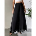 thumbnail image 4 of Black Pants for Women's Chiffon Wide Leg Trousers High Elastic Waist Casual Business Trousers, 4 of 6