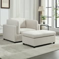 thumbnail image 3 of New 50" Wide Modern Oversized Armchair with Ottoman Stool, Single Sofa with Lumbar Support, Accent Chair, Reading Chair for Bedroom, Living Room, Cream, 3 of 10