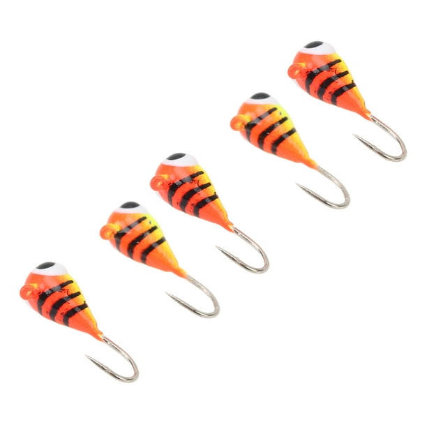 5 Pcs Winter Ice Fishing Jigs Kit for Bass Perch Crappie Micro Ice Fishing  Hooks Lures 4MM