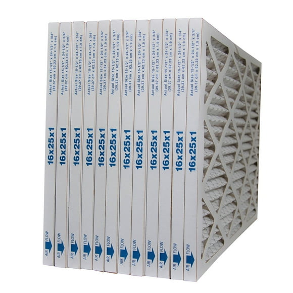 16x25x1 MERV 10 Furnace Air Filters. Case of 12