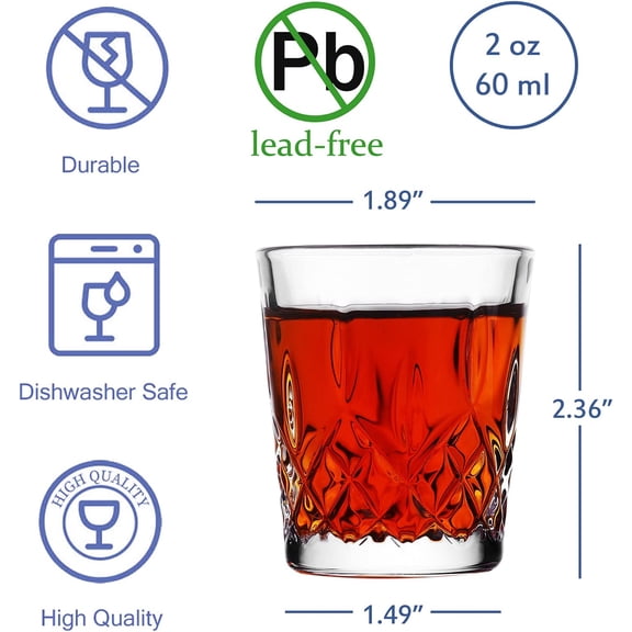 1.75oz Mini Shot Glass Set of 6, Clear, Tasting Glasses, Cordial Glasses-Sherry Glasses, Glasses Snifters-Cute Shot Glasses