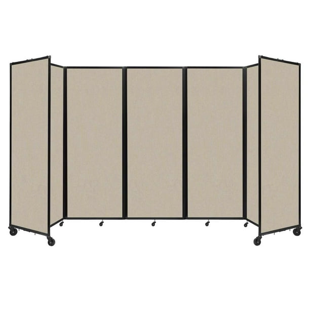 Versare Room Divider 360 Portable Wall Partition 5 Panels Wide 14' x 7'6" Sand Fabric Panels