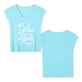 thumbnail image 5 of With God All Things Are Possible Womens T Shirts, Short Sleeve V-Neck Shirts Cute Fit Summer Casual Tee Tops Dopamine Color Bright Blue 3XL, 5 of 5
