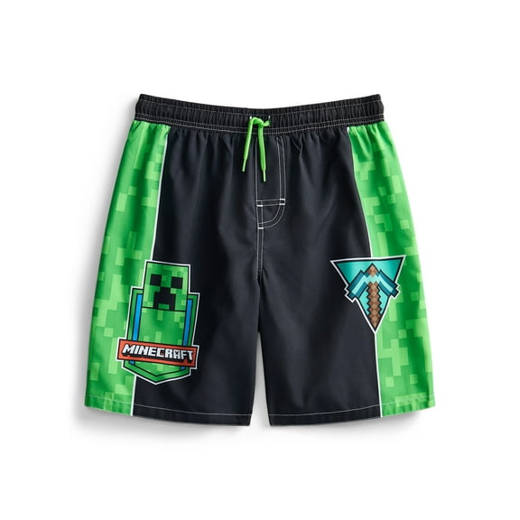 Minecraft Boys Creepers Swim Trunks with UPF 50, Sizes 4-16
