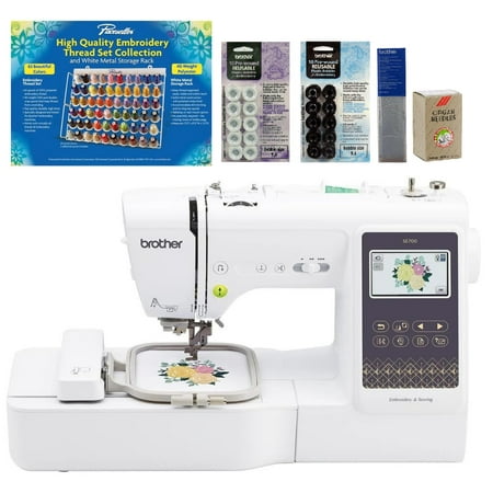 Brother SE700 Sewing and Embroidery Machine, 63-Piece Thread Set, 20 Bobbins, 100-Piece 75/11 Embroidery Needles, Stabilizer Roll