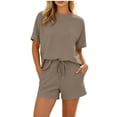thumbnail image 3 of RongHuan 2 Piece Sets for Women Summer Crewneck T-Shirt Matching Shorts Set with Pockets Casual Travel Outfits Trendy, 3 of 8