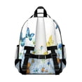 thumbnail image 3 of White Flower Butterfly Pattern Backpack for School,Cute School Bag,Schoolbag with Adjustable Shoulder Straps & Padded Back,15.25"x11.5"x5.25", 3 of 5
