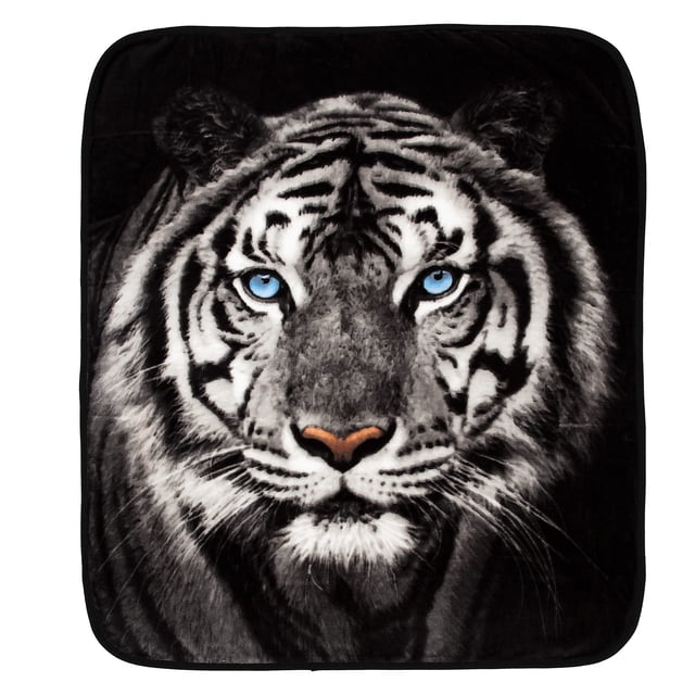 Manta Blanket Northwest White Tiger Stare Raschel, 100% poli