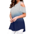 thumbnail image 2 of KVMeteor Women's Cold Shoulder Short Sleeve Casual Tunic Tops Loose Blouse Shirts, 2 of 3