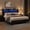 Dark Grey, variant on 4 Ever Winner Twin Bed Frame with LED Lights and Charging Station, Upholstered Storage Headboard, Metal Platform Twin Bed Frames with Metal Slats, No Box Spring Needed, Easy Assembly, White