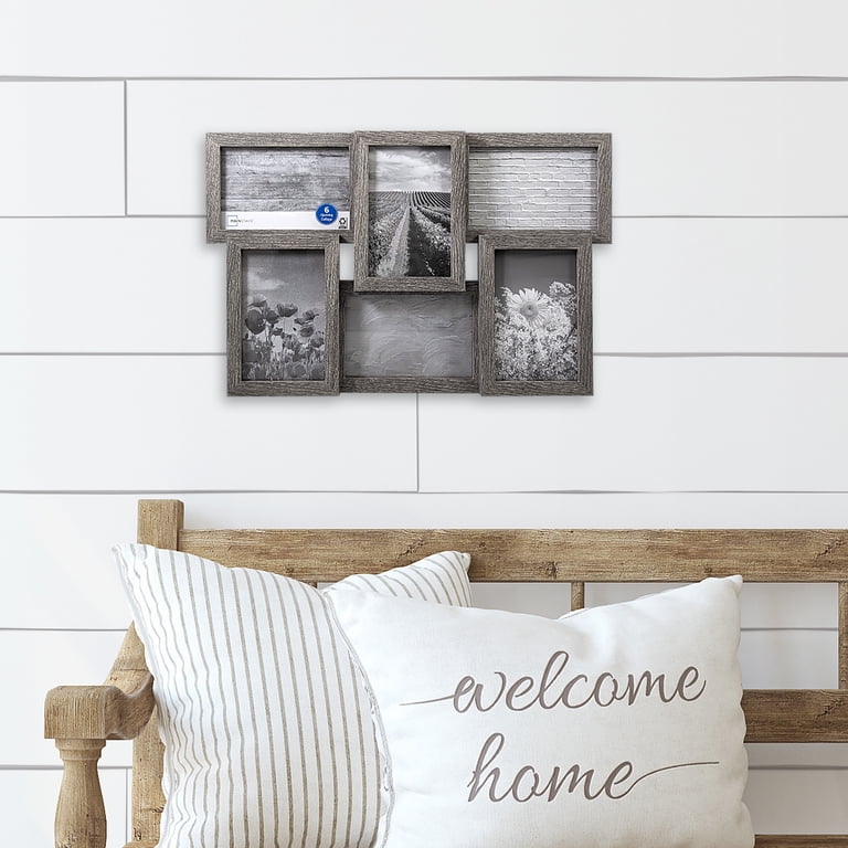 Mainstays Rustic Gray 4x6 6-Opening Gallery Collage Picture Frame