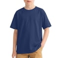 thumbnail image 2 of CQONEPT Short Sleeve Tops for Kids Boys Leisure Crewneck Casual Summer Cotton Tee Basic Solid Tshirts for Teen Blue 10-11Years, 2 of 7