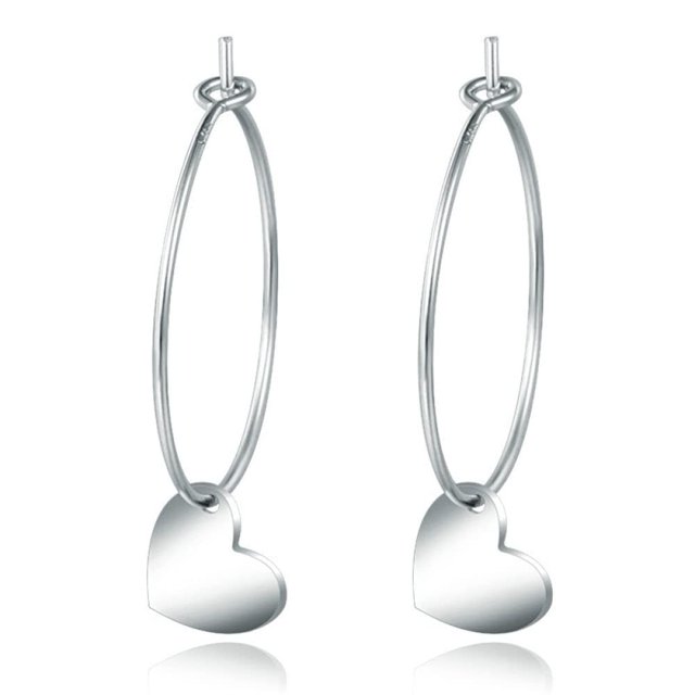 Pendientes para hombre, pendientes de aro de plata de ley 925 para mujer, pendientes de aro en forma de corazón, pendientes de aro de plata, joyería minimalista exquisita con dijes para mujer