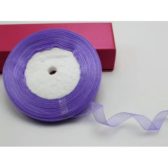 U8MO 50 Yards 1/2" (12mm) Wedding Crafts Sheer Organza Ribbon Color Choice-Lilac Purple