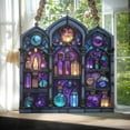 thumbnail image 3 of Potion Shelf Acrylic Suncatcher - Faux Stained Glass Witch Apothecary Window Hanging, Magical Decor, Halloween Gift For Her, 3 of 5