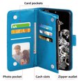 thumbnail image 6 of Compatible with Samsung Galaxy S20 Ultra 5G Wallet Phone Case and Tempered Glass Screen Protector Flower Faux Leather Flip Credit Card Holder Stand Zipper Cell Cover for S20ultra 20S G5 Women Blue, 6 of 9