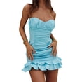 thumbnail image 3 of Coduop Women Strapless Tube Dress,Off Shoulder Backless Party Dress Ruffle Hem Mini Dresses, 3 of 5