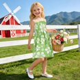 thumbnail image 6 of Ttyddzy Woman' Casual-Dresses Sleeveless Camisole A-Line Dress for 2Y-7-8Y，Green White-flower, 6 of 8