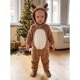 thumbnail image 3 of RUINIXCW Newborn Baby Girl Boy Christmas Reindeer Costume Kid Infant Fall Winter Outfit Fleece Snowsuit Footed Jumpsuit Long Sleeve Hooded Zip Romper, 3 of 10