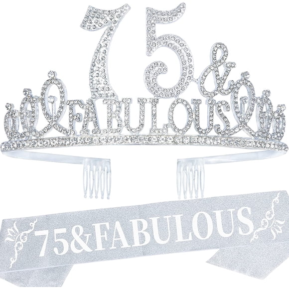 Meant2Tobe . Obsequios de 75 Cumpleaños para MujeresSet Corona y Banda para el 75 Cumpleaños