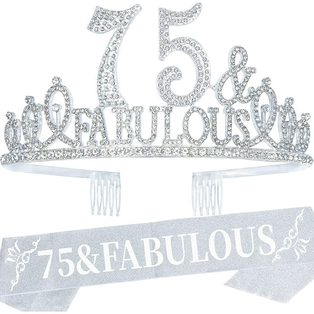 Meant2Tobe . Obsequios de 75 Cumpleaños para MujeresSet Corona y Banda para el 75 Cumpleaños