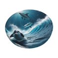 thumbnail image 2 of Round Bar Stool Seat Covers, Ice Blue Ocean Cute Dolphin A Elastic Round Chair Cover Stool Seat Slipcover Bar Stool Cushions Round Pad for 12-14 inch, 2 of 7