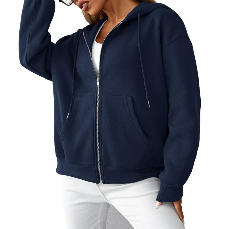 Womens navy blue hotsell zip up sweatshirt
