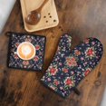 thumbnail image 5 of Pioneer Flower Floral Print Pattern 2-Pack Oven Mitts Set, Heat Resistant Kitchen Gloves, 7.7" X 12", 5 of 6