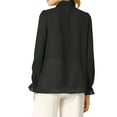 thumbnail image 3 of MODA NOVA Junior's Button Down Long Sleeve Ruffle Detail Blouse Shirt Black S, 3 of 5
