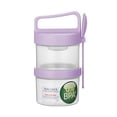 thumbnail image 2 of Vaso de plástico portátil para desayuno con cuchara | Envase para cereales, yogur y leche | Recipiente de dos niveles a prueba de fugas para separar alimentos secos y húmedos, 2 of 6