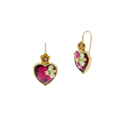 Flat Out Floral Stone Heart Drop Earrings