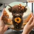 thumbnail image 6 of 2D Flat, Round Aluminum Wall Art Sign - Cute Calf with Sunflower Autumn Leaves Design, Durable 2D Flat Metal Plaque for Indoor/Outdoor Home, Cafe, Restaurant, Garage Decor, 6 of 6