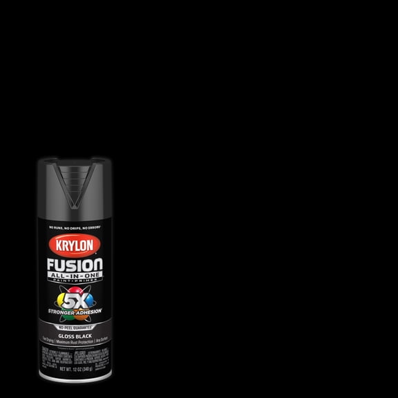 Krylon Fusion All-In-One, Gloss, Black, 12 oz