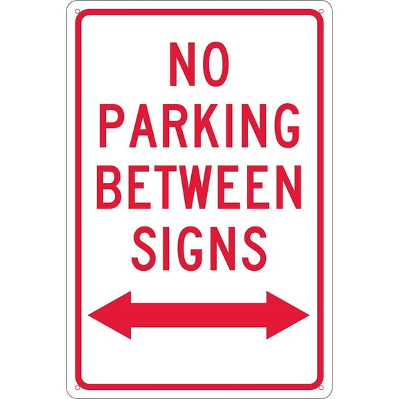 National Marker Parking Signs; No Parking Between Signs (W/ Double Arrow) 18X12 .040 Aluminum TM32G