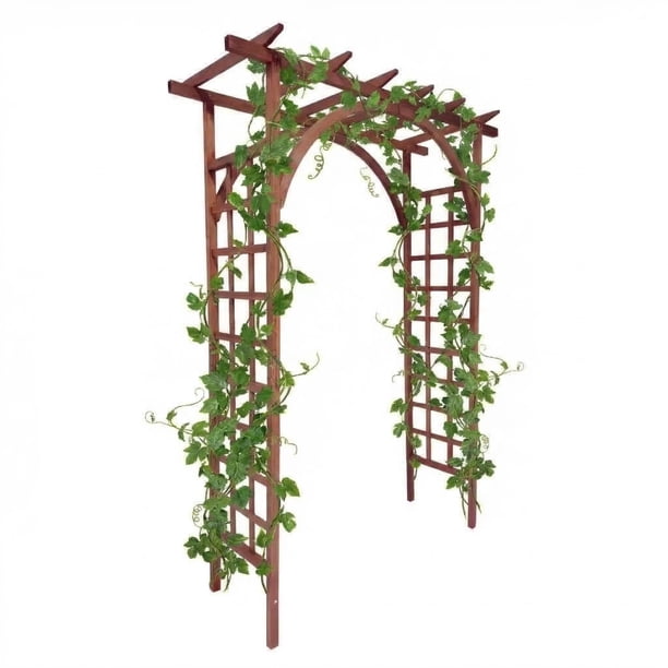 QinaQin Arco de jardín de madera de 85 pulgadas, fabricado en abeto sólido, enrejado para plantas trepadoras y decoración de bodas o patio