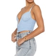 thumbnail image 3 of SAYOO Mujeres Casual Tank Tops, Sin Mangas Sin Espalda Color Sólido Cuello En V Irregular Sling Crop Tops SAYOO  Moda, 3 of 4
