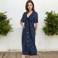 thumbnail image 5 of Women's Polka Dot Midi Dress with Front Tie Detail Short Sleeves and Button Front Design for a Flattering Fit- Small, Navy, 5 of 7