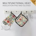 thumbnail image 4 of Yayeee Oven Mitts and Pot Holder Set of 2 Heat Resistant Kitchen Gloves Baking Hot Pad, Beige Red Floral, 4 of 5