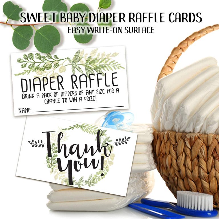 Baby Shower Diaper Raffle Game - 1 Standing Sign & 50 Tickets, Honey Bee Theme (Sign 5x7 In)