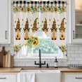 thumbnail image 6 of Spring Honey Gnomes Swag Curtains for Kitchen/Bedroom/Living Room, Farmhouse Sunflower Black Checkered Scalloped Curtains 63 Inch Long, Window Swag Topper Curtains Valances 2 Panels Set 36"x63", 6 of 8