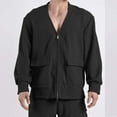 thumbnail image 2 of Men's Deep V Neck Jacket Lightweight Loose Windbreaker Casual Stylish Zipper Up Outerwear Coat with Pockets Black XXXL, 2 of 7
