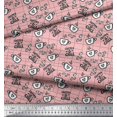 thumbnail image 3 of Soimoi Pink Rayon Fabric Coffee & CHill Text Print Fabric by Yard 56 Inch Wide, 3 of 5