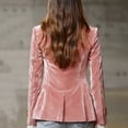 thumbnail image 4 of ClodeEU Women's Vintage Office Button Front Velvet Blazer, Notched Lapel Business Suit Jacket Pink,Womens Plus XXL, 4 of 6