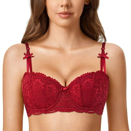 YOUSNH Sexy Lace Half Cup Thin Bra Bridal Bra Push up Womens Classic Lace Push up Bra Bras for Women Red 38